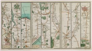 Un nuevo plan de la carretera de Londres a Dover y de Calais a París, grabado por Smith y Jones, 1801